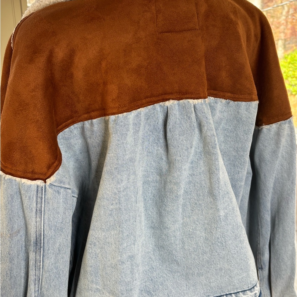 Blank NYC Light Blue Denim and Suede Shaper Jacket • Moto Style - Picture 6 of 10
